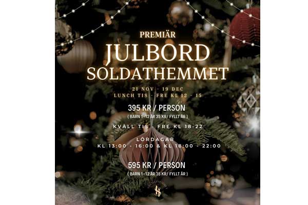 Julbord på Soldathemmet i Gävle i GÄVLE | Julbordsportalen.se