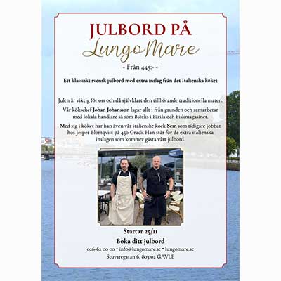 Julbord på Lungo Mare i GÄVLE | Julbordsportalen.se
