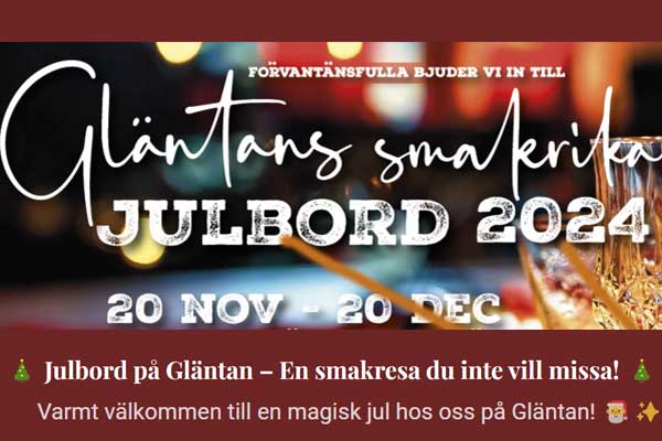 Julbord på Gläntan - Kök, Bar & Möten i ROSERSBERG | Julbordsportalen.se